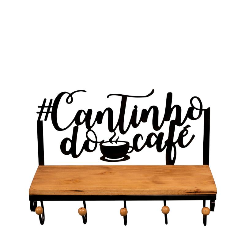 Prateleira #Cantinho do Café com 5 Ganchos Simples