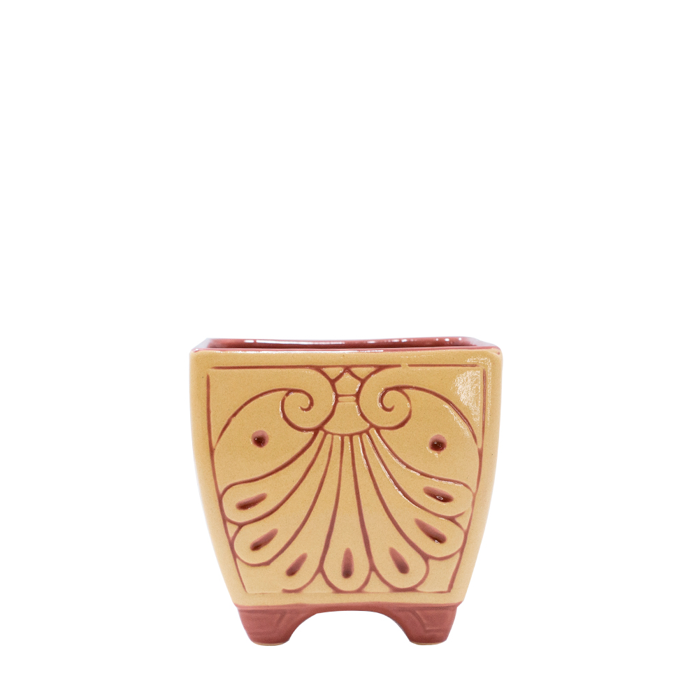 Cachepo Caixa Elegance com Pe de Ceramica (M)