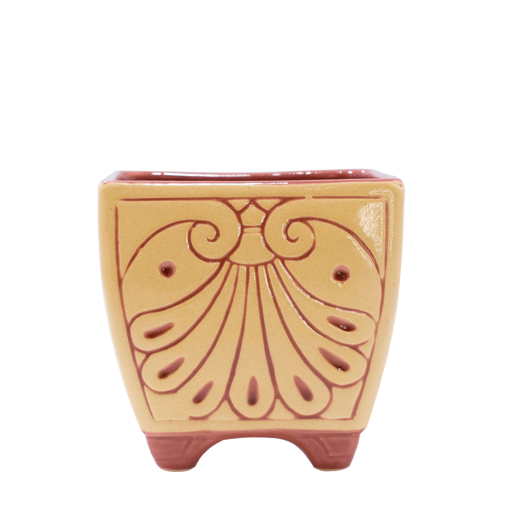 Cachepo Caixa Elegance com Pe de Ceramica (G)