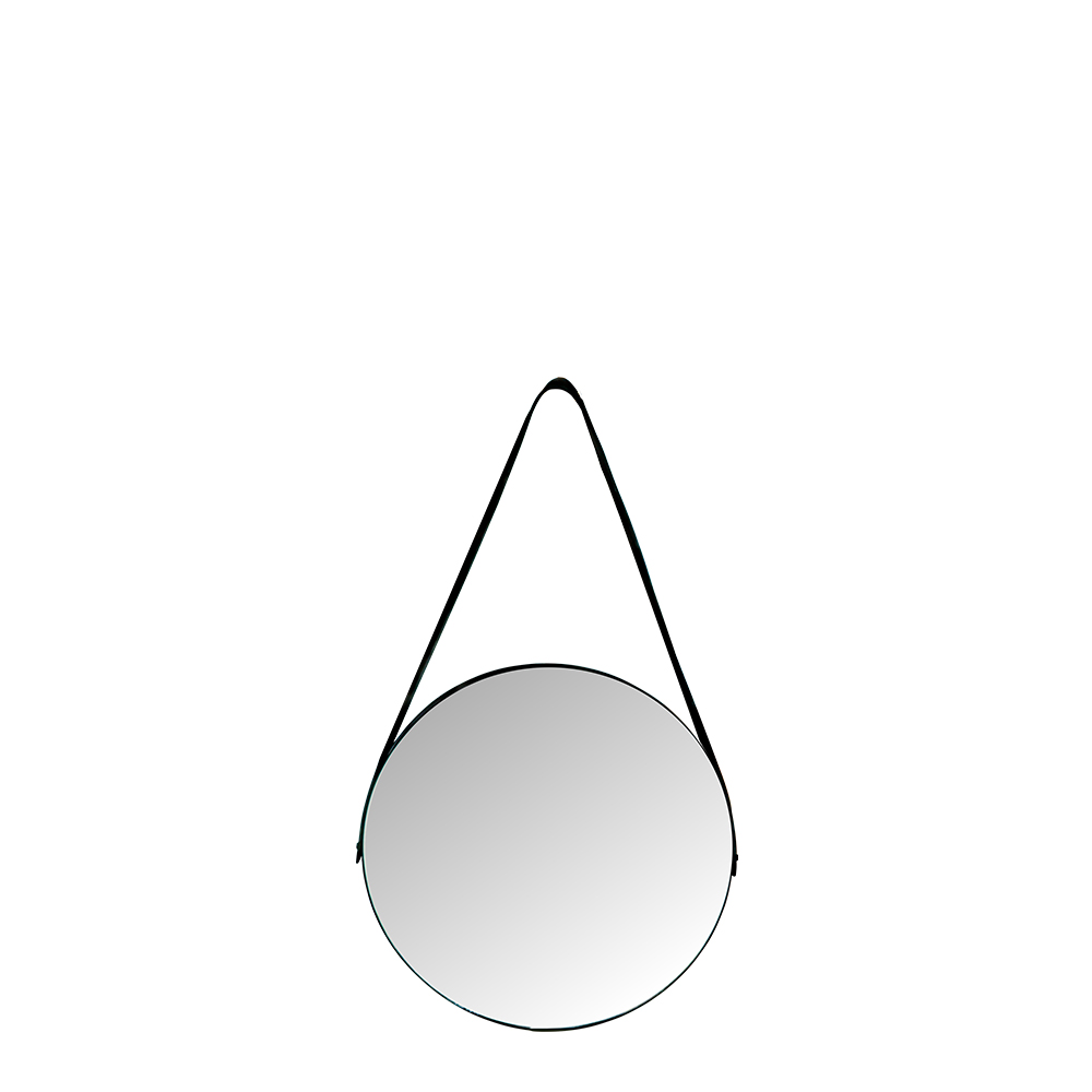 Espelho Redondo com Moldura de Chapa e Alca de Couro (P)