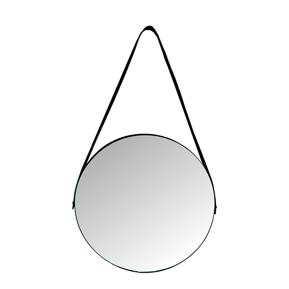 Espelho Redondo com Moldura de Chapa e Alca de Couro (G)